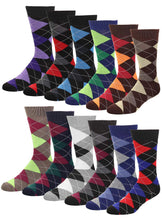 Load image into Gallery viewer, 12 Pairs Assorted Argyle Casual Dress Socks