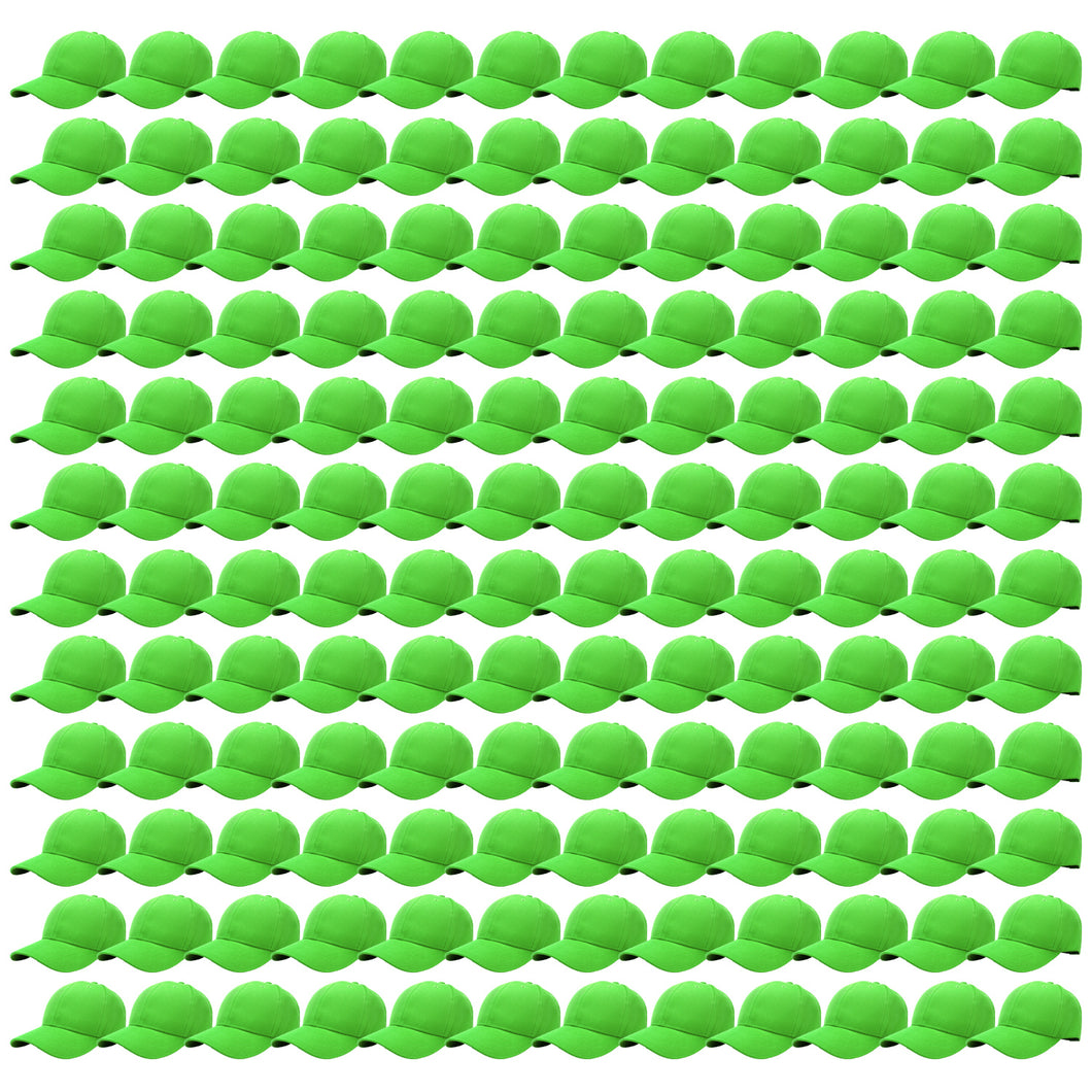 144-Pack Baseball Dad Cap Velcro Strap Adjustable Size - Light Green