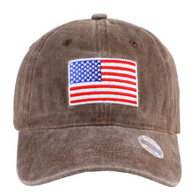 Load image into Gallery viewer, USA Flag Embroidered Baseball Cap - Brown