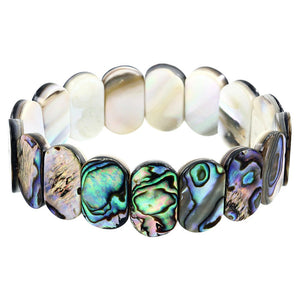 Green Abalone Shell Stretch Bracelet Round