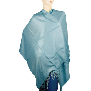 Women's Soft Solid Color Pashmina Shawl Wrap Scarf - Steelblue