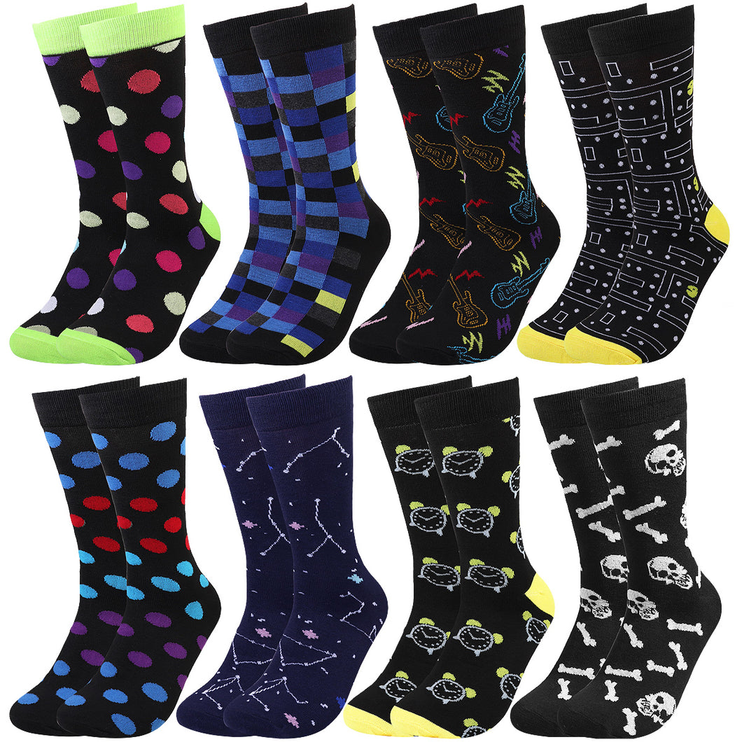 Falari Men 8 Pairs Colorful Novelty Crazy Combed Casual Dress Socks