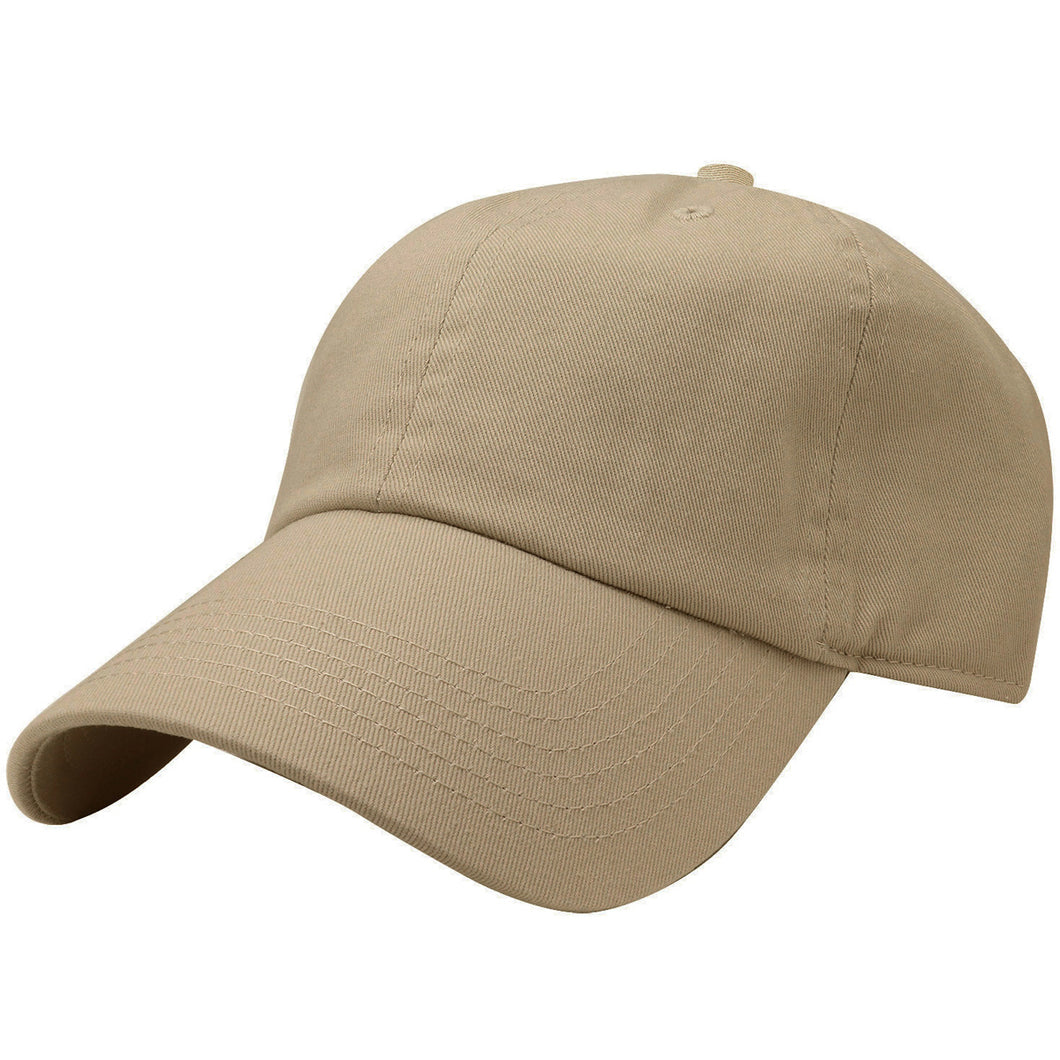 Classic Baseball Cap Soft Cotton Adjustable Size - Khaki