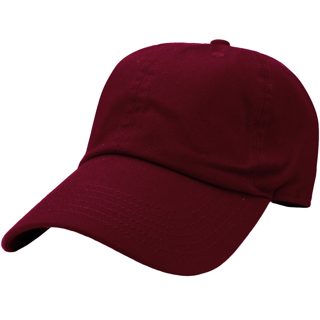 Classic Baseball Cap Soft Cotton Adjustable Size - Burgundy